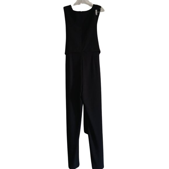 J. McLaughlin Raye Black Knit Jersey Belted Sleeveless Wide Leg Jumpsuit L - Picture 3 of 6